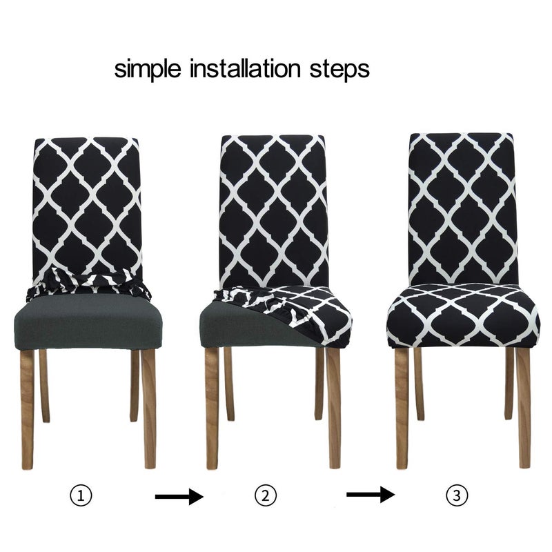 YEESSION Stretch Dining Chair Covers Removable Washable Seat Parson Chair Protector Slipcover for Dining Room,Party,Banquet,Hotel,Ceremony Set of 4 (Style 17) - Image 5